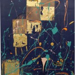 CALLE DE ORO (40x30 Mixed Media with Gold Leaf on Canvas)