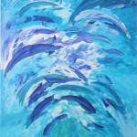 SCHOOL OF DOLPHINS (60x48 Acrylic on Canvas)